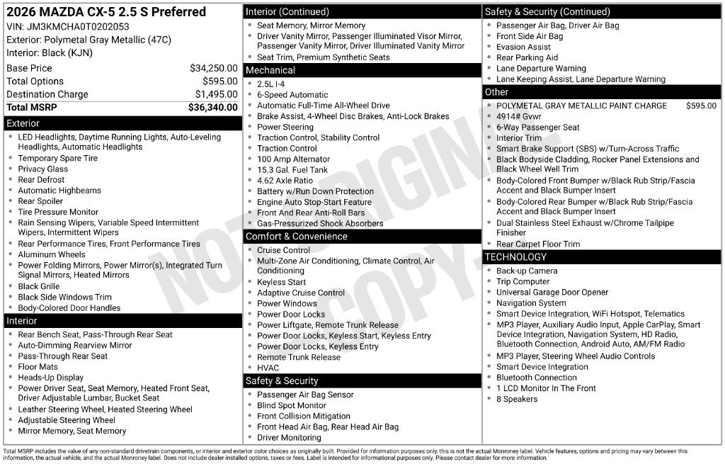 New 2026 MAZDA CX-5 Preferred AWD/4WD image 3