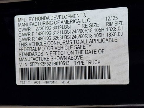 New 2026 Honda Ridgeline RTL image 31