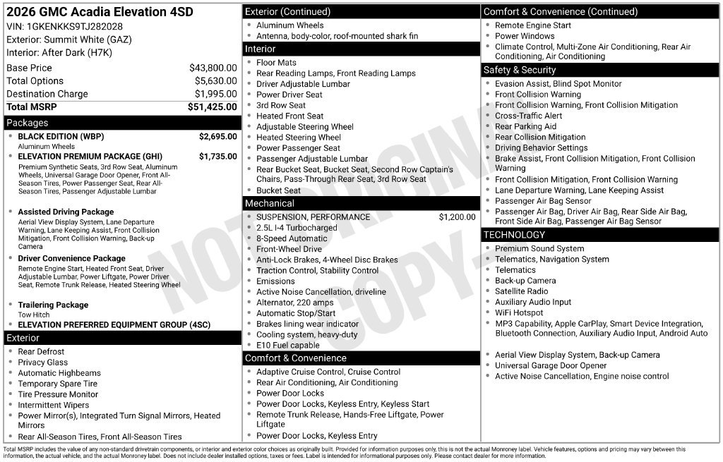 Used 2026 GMC Acadia Elevation w/ Black Edition FWD image 9