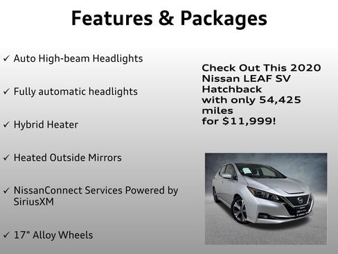 Used 2020 Nissan Leaf SV w/ SV All Weather Package FWD image 12