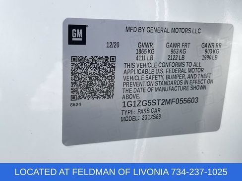 Certified 2021 Chevrolet Malibu RS w/ LPO, Convenience Package 2 FWD image 32