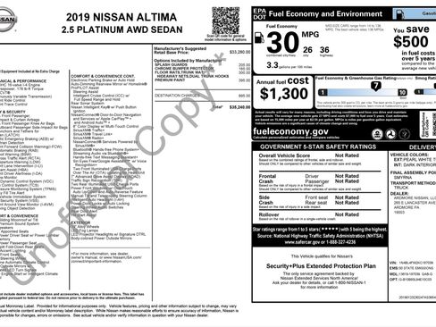 Used 2019 Nissan Altima 2.5 Platinum AWD/4WD image 2