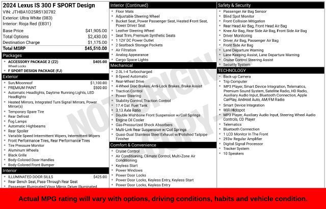 Used 2024 Lexus IS 300 F Sport w/ Accessory Package 2 RWD image 12