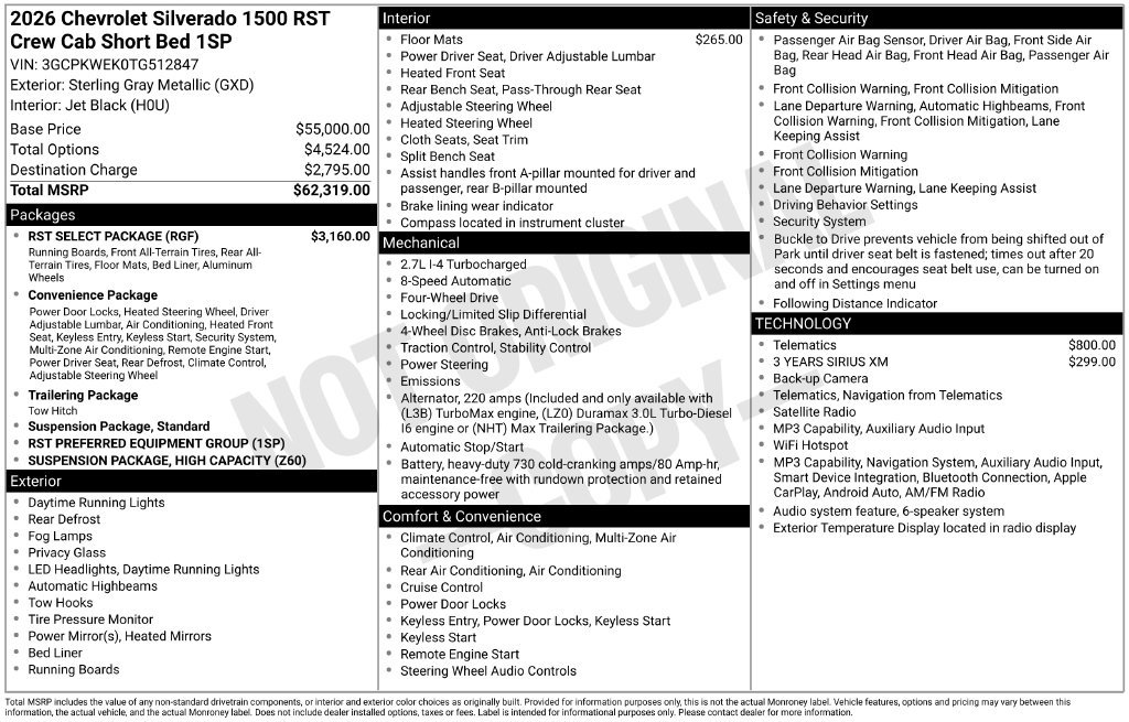 New 2026 Chevrolet Silverado 1500 RST w/ RST Select Package AWD/4WD image 38