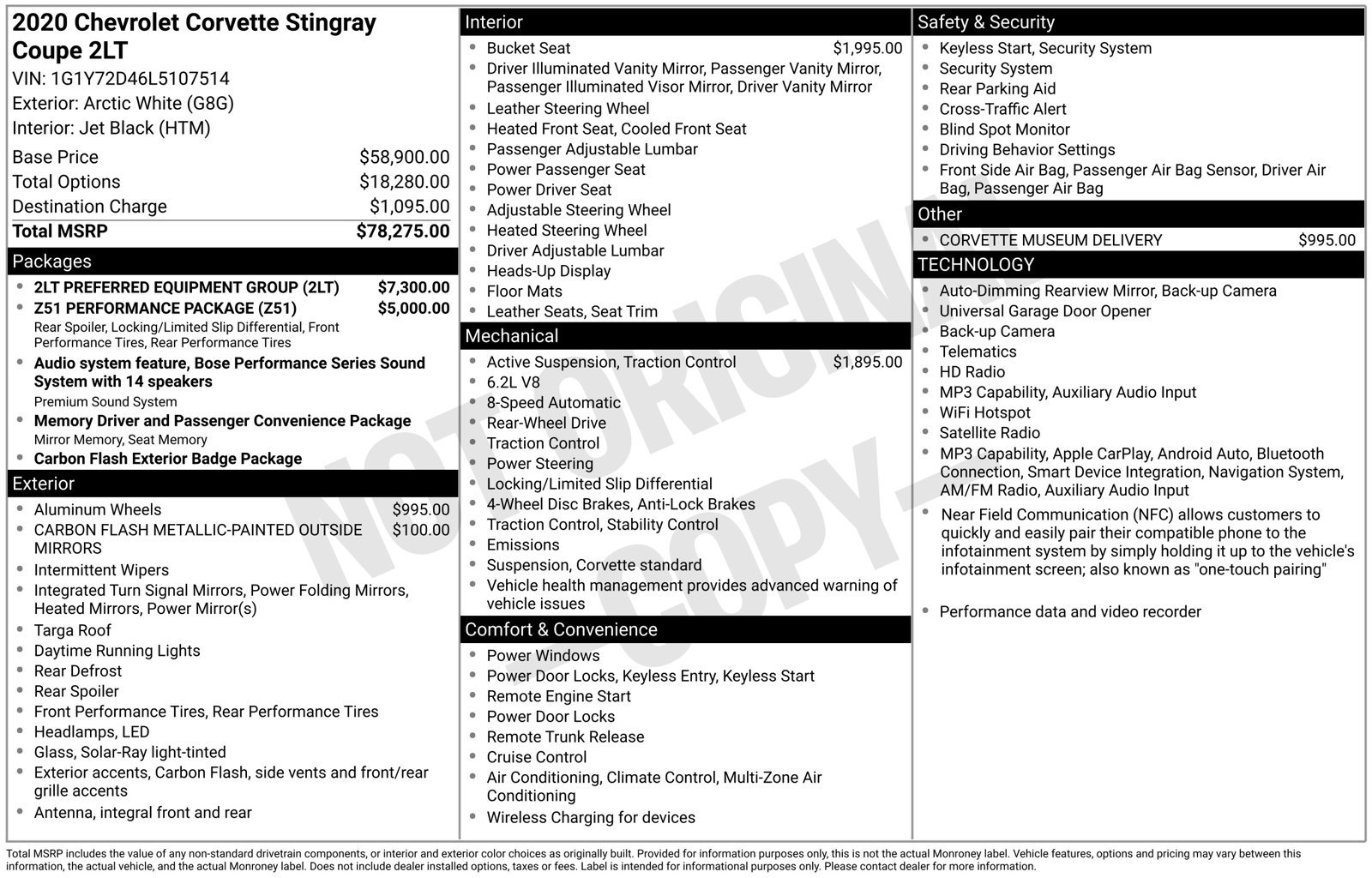 Used 2020 Chevrolet Corvette Stingray Preferred Cpe w/ 2LT Preferred Equipment Group RWD image 31