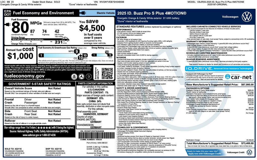 Used 2025 Volkswagen ID. Buzz Pro S Plus AWD/4WD image 4