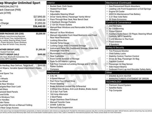 Used 2017 Jeep Wrangler Unlimited Sport w/ Quick Order Package 23S AWD/4WD image 5