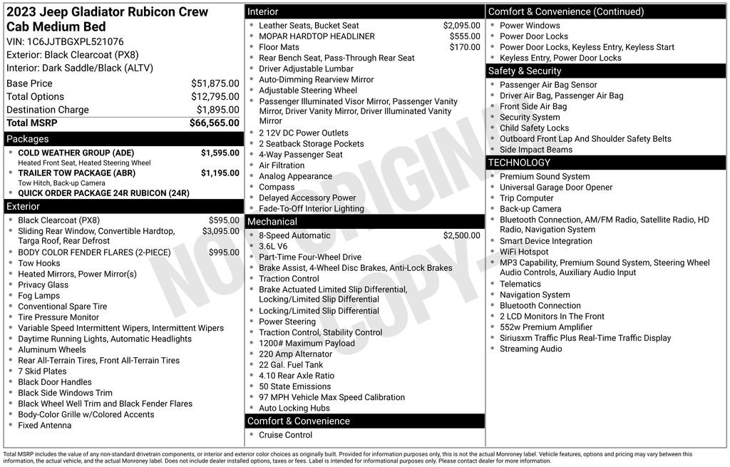 Certified 2023 Jeep Gladiator Rubicon w/ Cold Weather Group AWD/4WD image 45