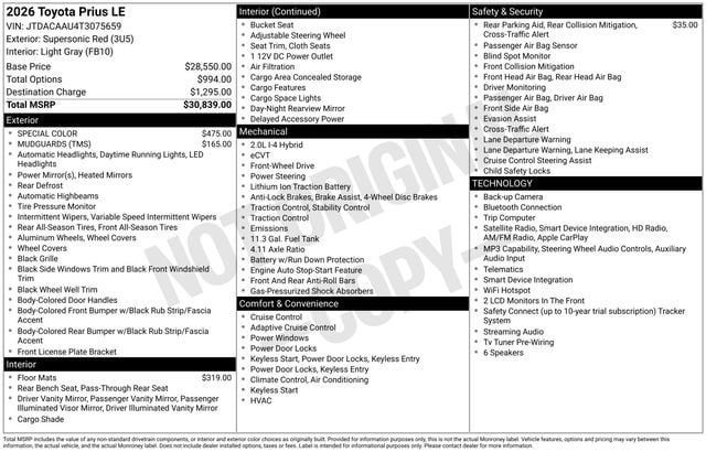 Certified 2026 Toyota Prius LE FWD image 32
