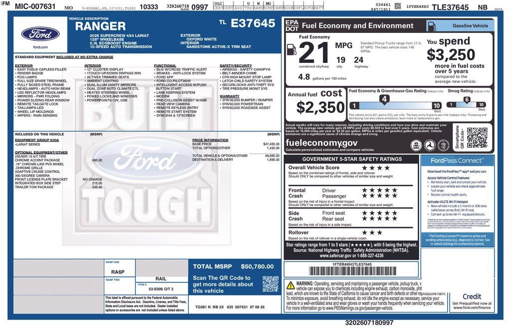 New 2026 Ford Ranger Lariat w/ Chrome Accent Package AWD/4WD image 35