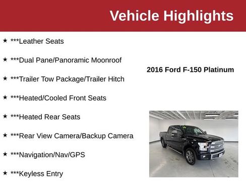 Used 2016 Ford F150 Platinum w/ Max Trailer Tow Package AWD/4WD image 10