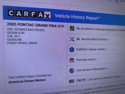 Used 2005 Pontiac Grand Prix GTP w/ Leather Trim Package image 16