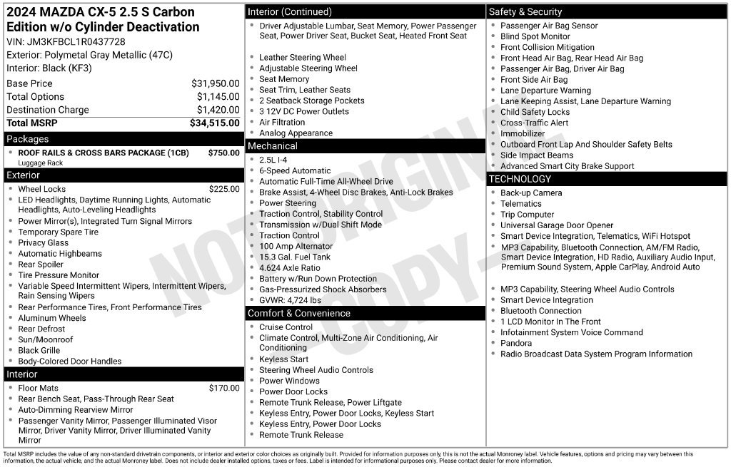 Used 2024 MAZDA CX-5 Carbon Edition AWD/4WD image 36