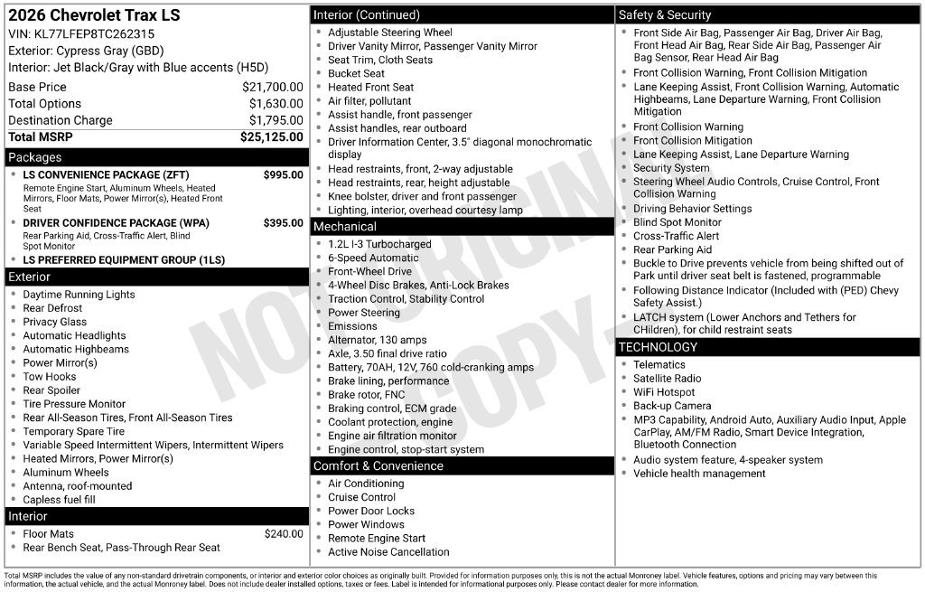 New 2026 Chevrolet Trax LS w/ LS Convenience Package FWD image 4