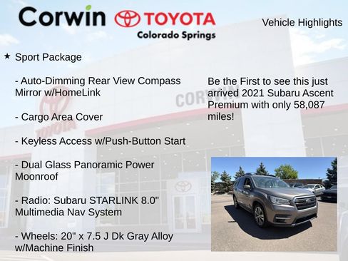 Used 2021 Subaru Ascent Premium w/ Sport Package AWD/4WD image 4