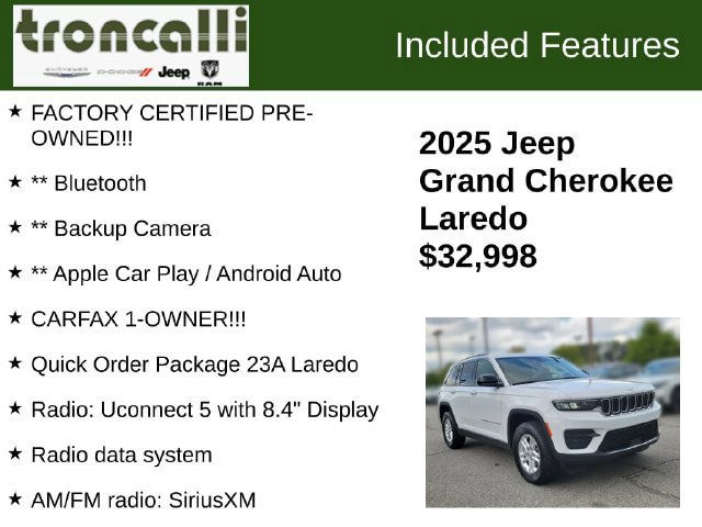 Certified 2025 Jeep Grand Cherokee Laredo AWD/4WD image 5