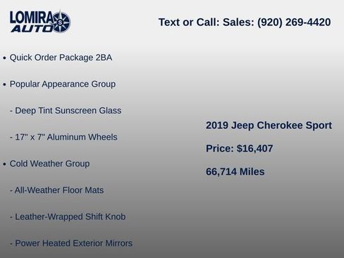 Used 2019 Jeep Cherokee Sport w/ Cold Weather Group AWD/4WD image 6