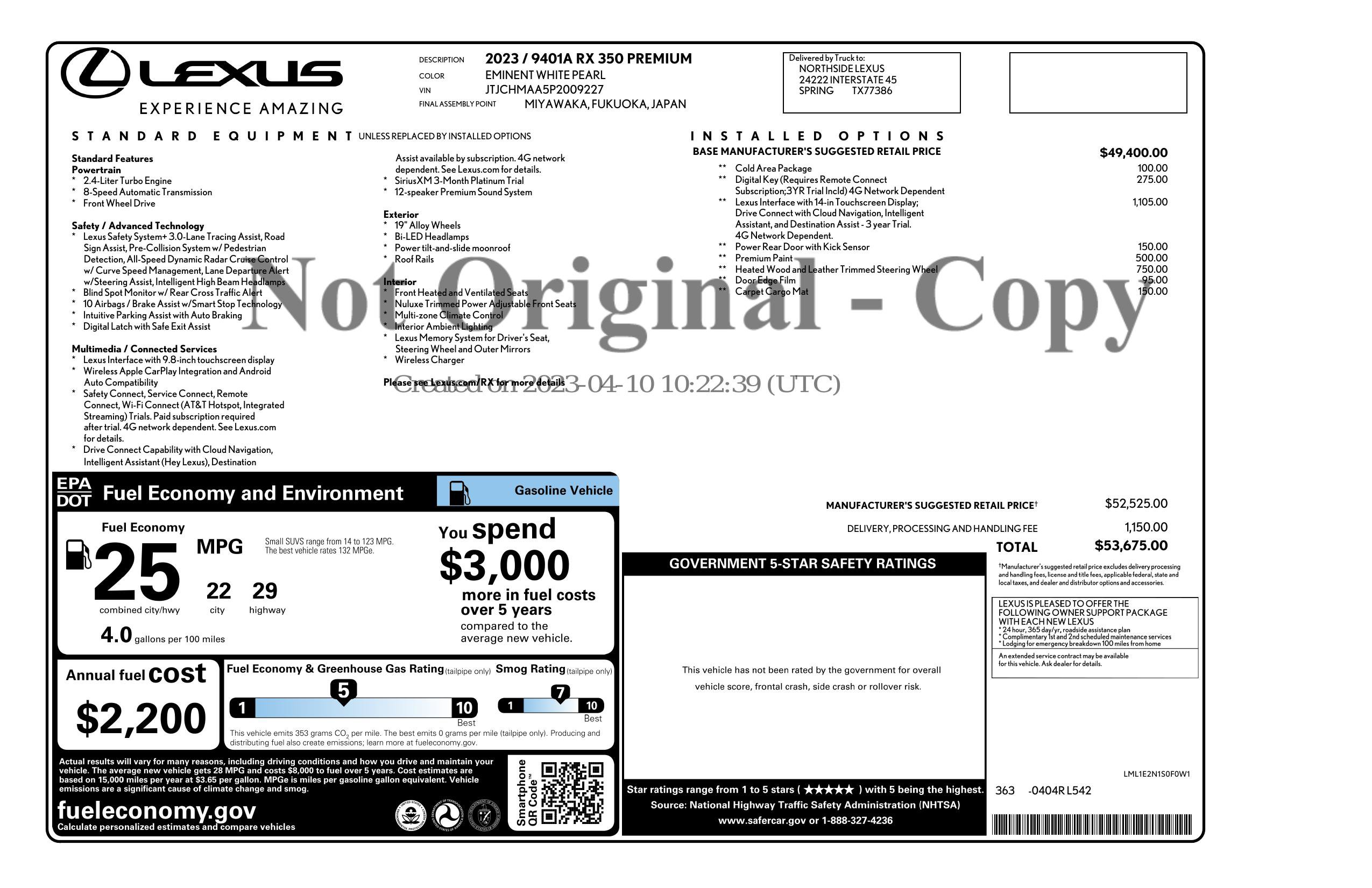 Used 2023 Lexus RX 350 Premium w/ Cold Area Package FWD image 3