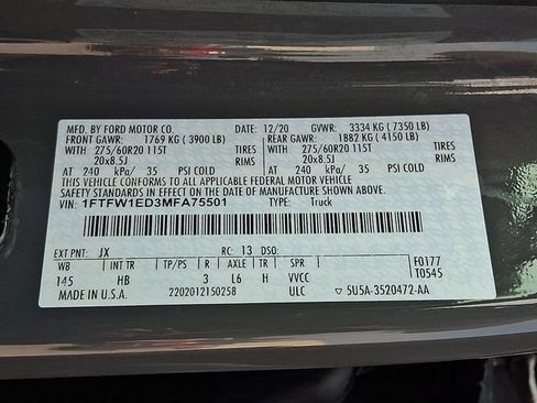 Used 2021 Ford F150 Lariat w/ Equipment Group 502A High AWD/4WD image 28
