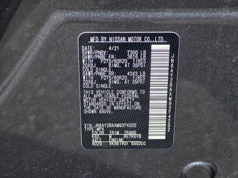 Used 2021 Nissan Armada SL w/ Captain's Chairs Package RWD image 28