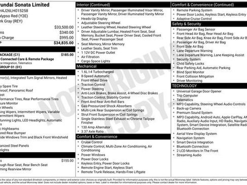 Used 2020 Hyundai Sonata Limited w/ Cargo Package FWD image 20