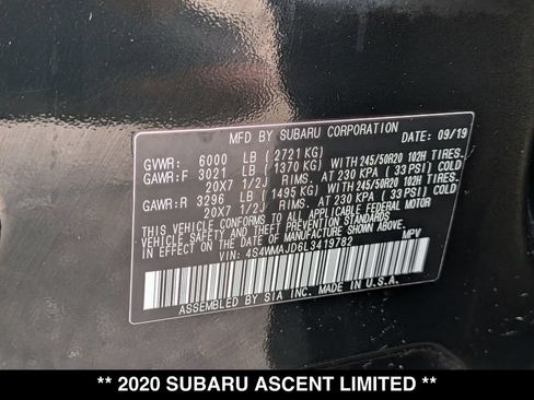 Used 2020 Subaru Ascent Limited w/ Popular Package #2A AWD/4WD image 25