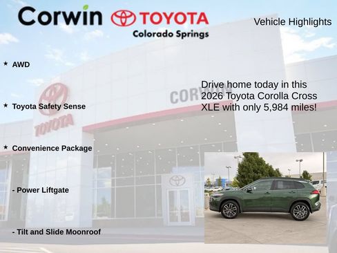 Used 2026 Toyota Corolla Cross XLE w/ Convenience Package AWD/4WD image 6