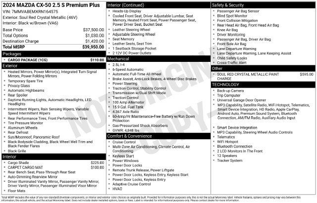 Certified 2024 MAZDA CX-50 AWD 2.5 S w/ Cargo Package image 6