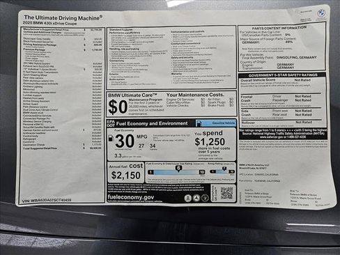 Certified 2025 BMW 430i xDrive Coupe w/ Premium Package AWD/4WD image 17