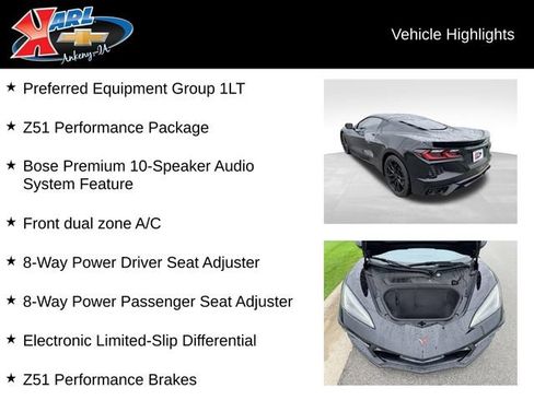 Used 2023 Chevrolet Corvette Stingray Coupe w/ Z51 Performance Package RWD image 2