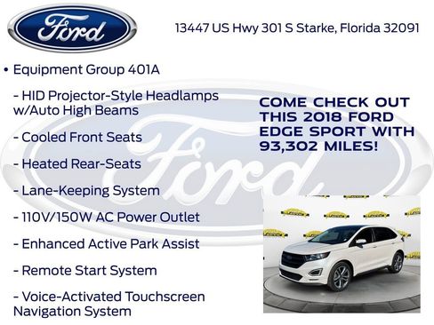 Certified 2018 Ford Edge Sport w/ Equipment Group 401A image 22