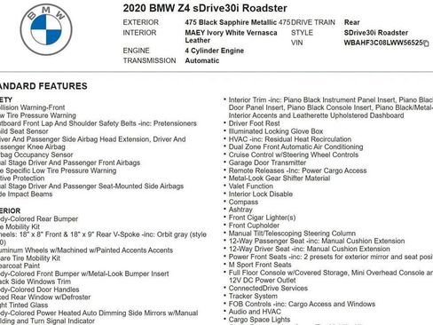 Used 2020 BMW Z4 sDrive30i w/ Executive Package image 18