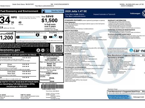 Used 2020 Volkswagen Jetta SE w/ SE Cold Weather Package FWD image 2