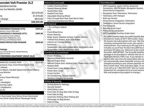 Used 2017 Chevrolet Volt Premier w/ Driver Confidence II Package FWD image 41