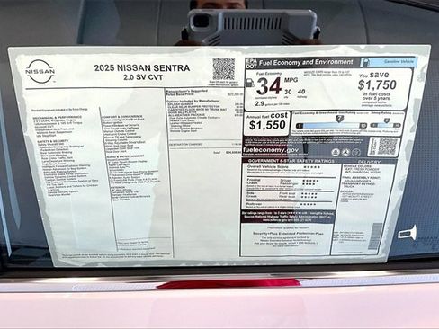 New 2025 Nissan Sentra SV w/ All-Weather Package image 35