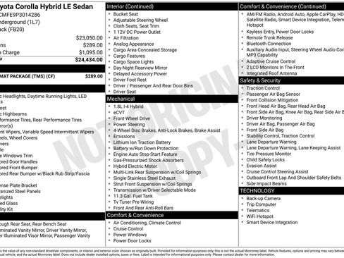 Used 2023 Toyota Corolla LE w/ Carpet Mat Package (TMS) FWD image 11