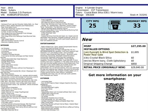 Used 2015 Subaru Outback 2.5i Premium image 10