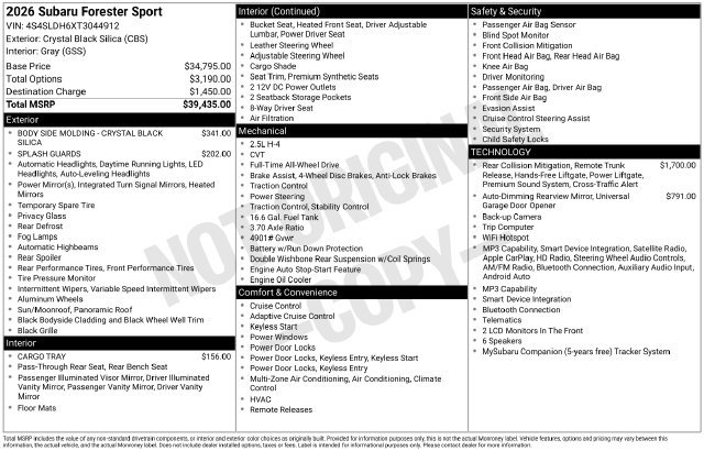 Certified 2026 Subaru Forester Sport AWD/4WD image 22