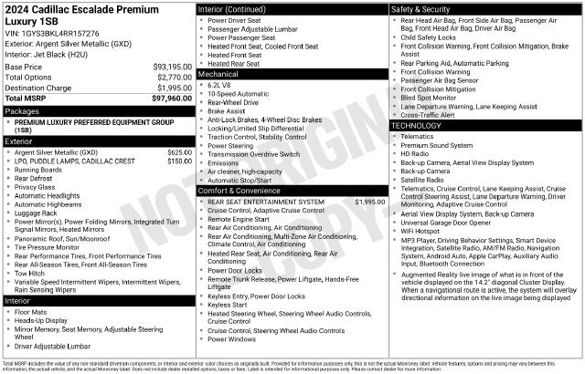 Certified 2024 Cadillac Escalade Premium Luxury RWD image 34
