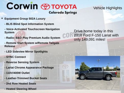 Used 2018 Ford F150 Lariat w/ Equipment Group 502A Luxury AWD/4WD image 7