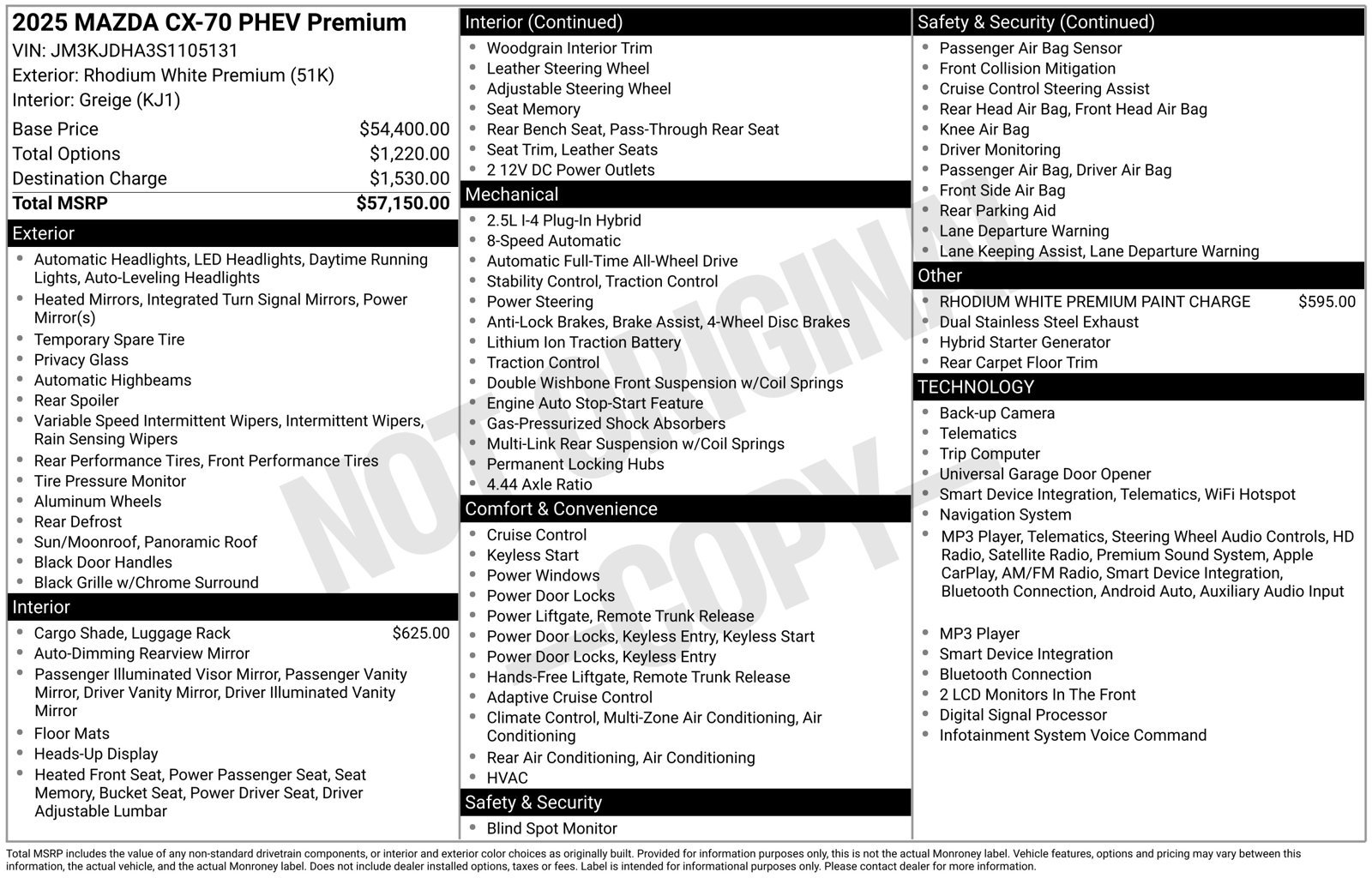 Certified 2025 MAZDA CX-70 Plug-In Hybrid w/ Premium Pkg AWD/4WD image 30