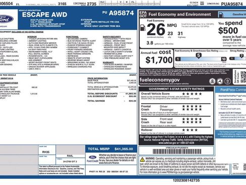 Used 2023 Ford Escape Platinum w/ Premium Technology Package AWD/4WD image 12