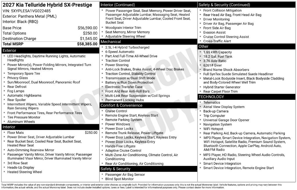 New 2027 Kia Telluride SX Prestige AWD/4WD image 4