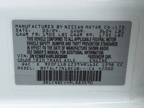 Used 2024 Nissan Versa SV w/ Trunk Package FWD image 20