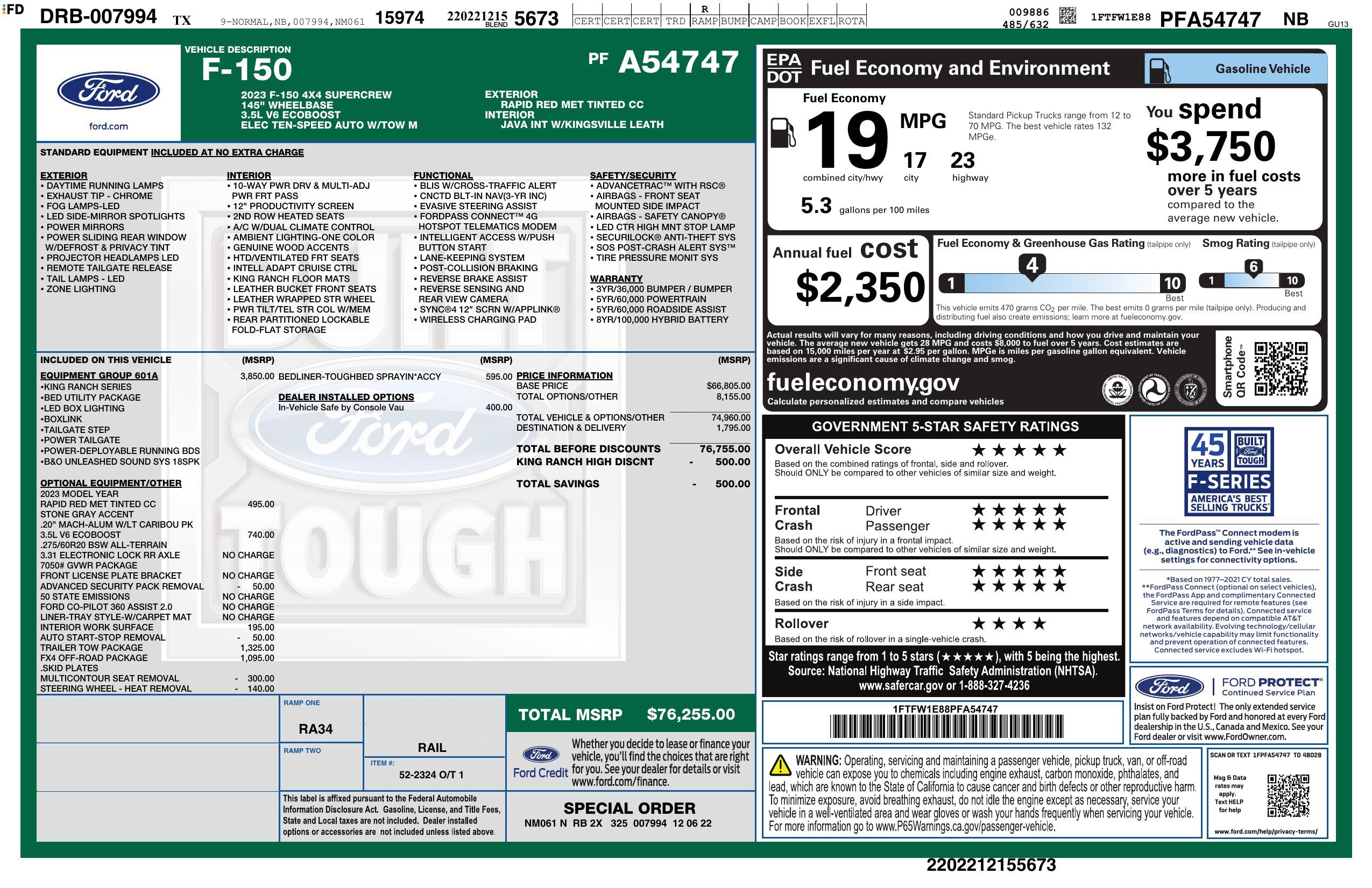 Used 2023 Ford F150 King Ranch w/ Equipment Group 601A High AWD/4WD image 3