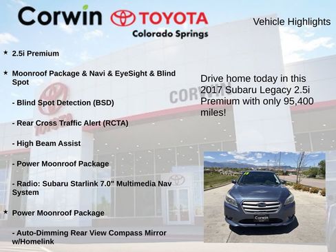 Used 2017 Subaru Legacy 2.5i Premium AWD/4WD image 6