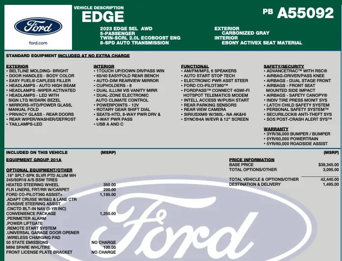Used 2023 Ford Edge SEL w/ Convenience Package AWD/4WD image 2