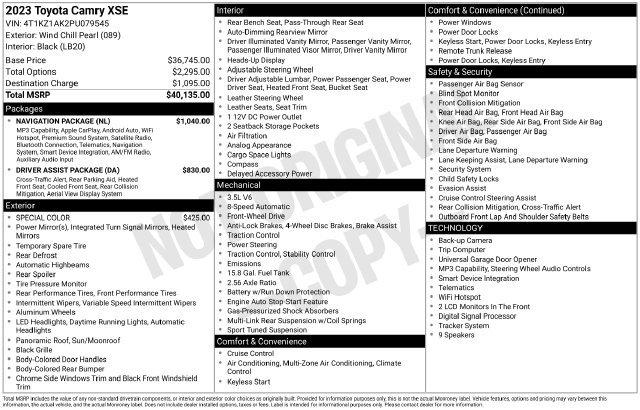 Used 2023 Toyota Camry XSE w/ Navigation Package FWD image 5