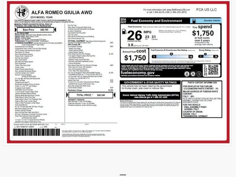 Used 2019 Alfa Romeo Giulia AWD image 2