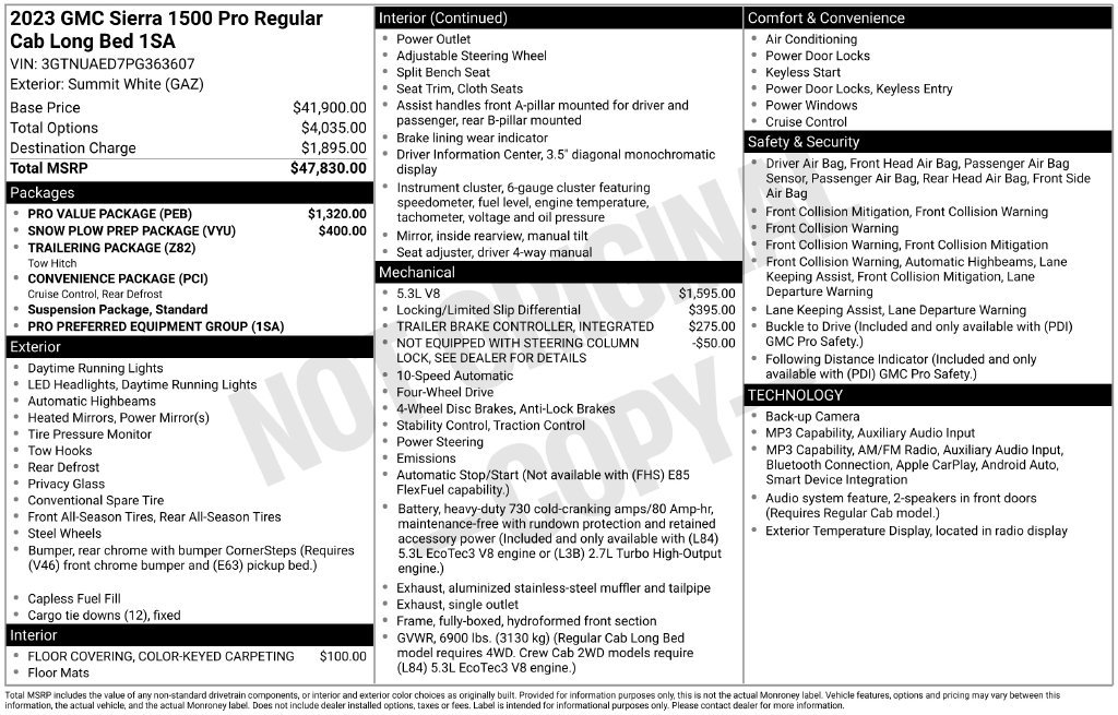 Used 2023 GMC Sierra 1500 Pro w/ Pro Value Package AWD/4WD image 7